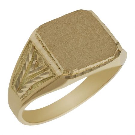 Sello rectangular tallado en brillo oro de 18k
