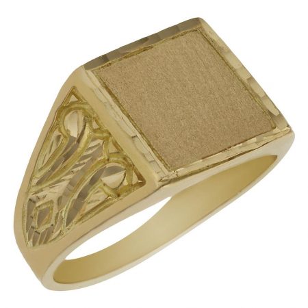Sello rectangular tallado en brillo oro de 18k