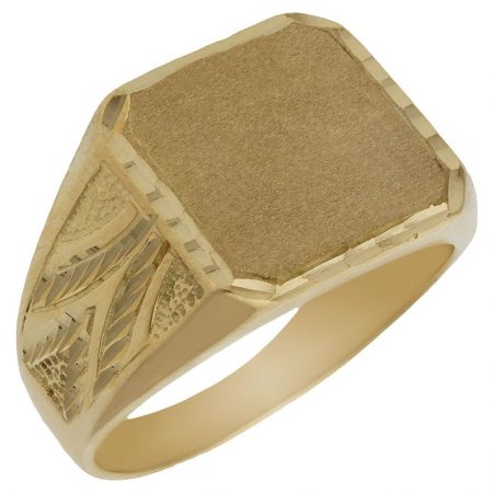 Sello rectangular tallado en oro de 18k