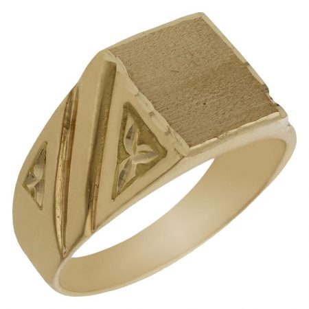 Sello rectangular tallado en oro de 18k