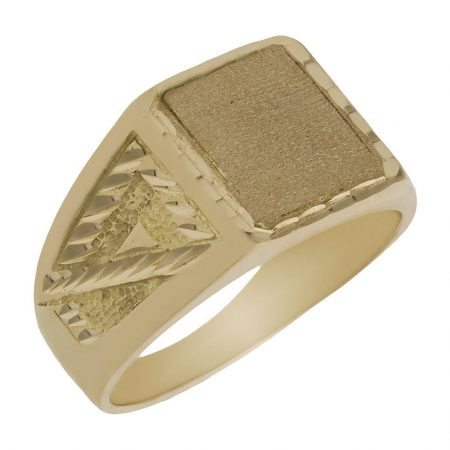 Sello rectangular tallado en oro de 18k