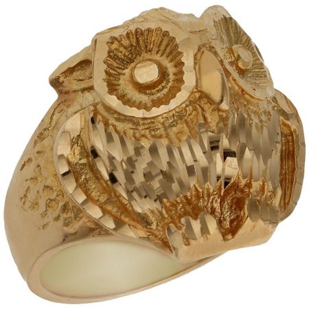 Sello de buho tallado en oro de 18k