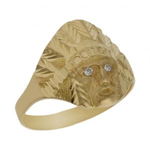 Sello con cara de indio en oro de 18k