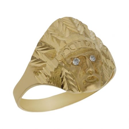 Sello con cara de indio en oro de 18k