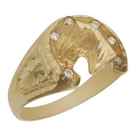 Sello caballo con herradura en oro de 18k