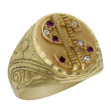 Sello con simbolo del dolar en oro de18k