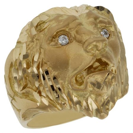 Sello de leon circonitas en oro 18k