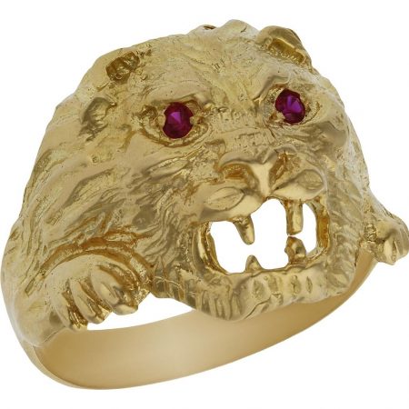 Sello con cara de leon en oro de 18k