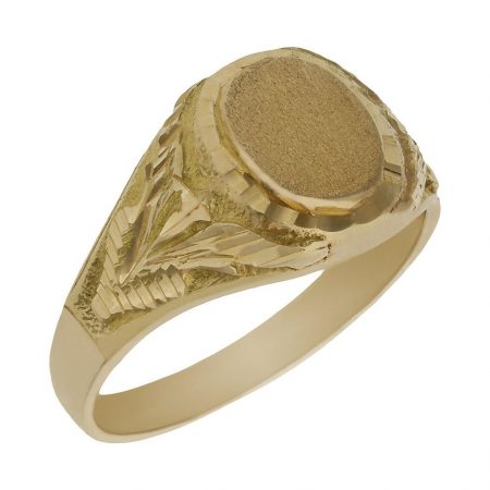 Sello oval tallado mate brillo en oro de 18k