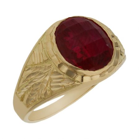Sello tallado en mate y brillo piedra roja en oro 18k
