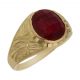 Sello tallado en mate y brillo piedra roja en oro 18k