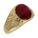 Sello tallado en mate y brillo piedra roja en oro de 18k