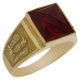 Sello tallado en brillo mate piedra roja en oro de 18k