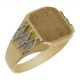 Sello rectangular bicolor tallado en oro de 18k