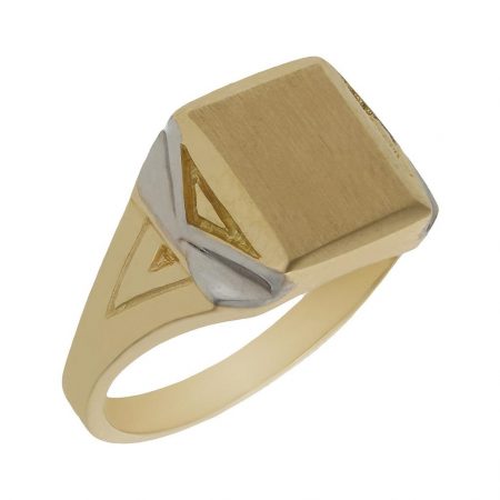 Sello rectangular bicolor brillo oro 18k