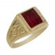 Sello tallado en mate y brillo con piedra roja en oro de 18k