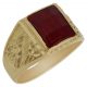 Sello tallado en mate y brillo piedra roja oro 18k