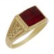 Sello tallado en mate y brillo piedra roja oro 18k