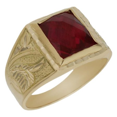Sello tallado en mate y brillo piedra roja en oro 18k