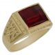 Sello tallado en brillo y mate piedra roja oro 18k