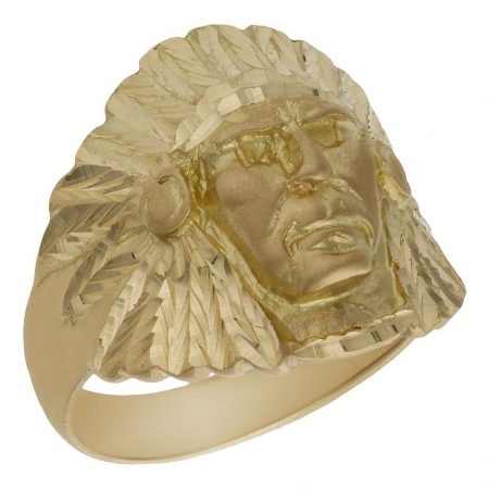 Sello con rostro de indio en oro de 18k
