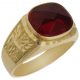 Sello tallado en brillo y mate con piedra roja oro 18k