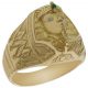 Sello con cabeza egipcia y circonitas en oro de 18k