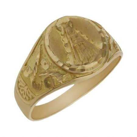 Sello ovalado Virgen del Rocio tallado en oro de 18k