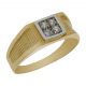 Solitario bicolor 4 circonitas tallado mate y brillo oro 18k