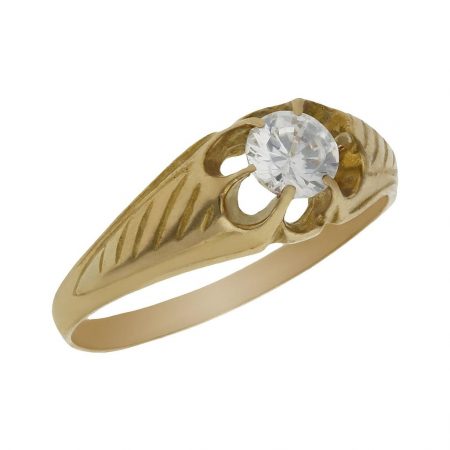 Solitario tallado en brillo 6 garras con circonita oro 18k