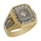 Solitario grande bicolor tallado escorpion circonitas oro 18k