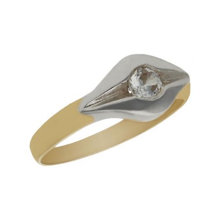 Solitario bicolor comunion brillo espejo en oro de 18k