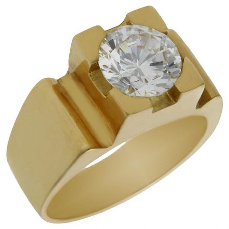 Solitario grande tallado en brillo con circonita oro 18k