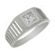 Solitario calado en brillo y circonita oro blanco 18k