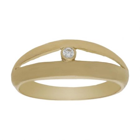 Solitario comunion circonita mate brillo en oro de 18k