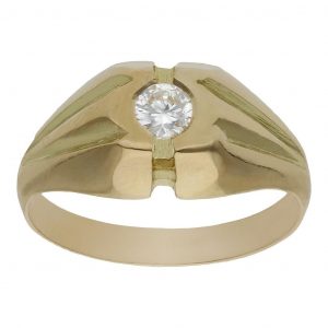 Solitario tallado en brillo y circonita (interior sin forrar) oro 18k