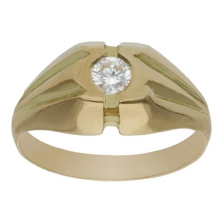 Solitario tallado en brillo y circonita (interior sin forrar) oro 18k