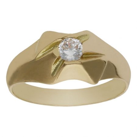 Solitario tallado brillo y mate circonita (interior sin forrar) oro 18k