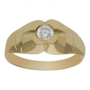 Solitario tallado brillo y mate circonita (interior sin forrar) oro 18k