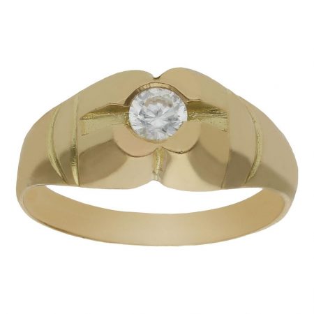 Solitario tallado brillo y mate circonita (interior sin forrar) oro 18k