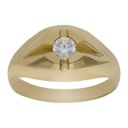 Solitario tallado brillo y mate circonita (interior sin forrar) oro 18k