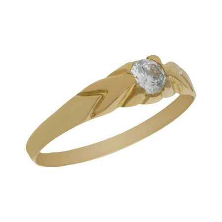 Solitario comunion tallado en brillo oro de 18k