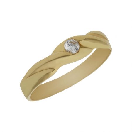 Solitario comunion en brillo espejo oro de 18k