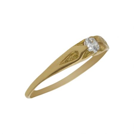Solitario comunion tallado en brillo en oro de 18k