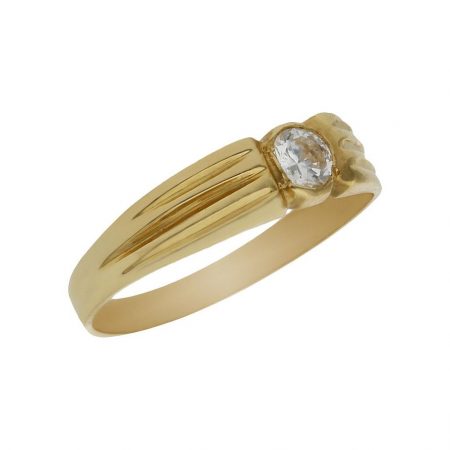 Solitario comunion tallado en brillo oro de 18k