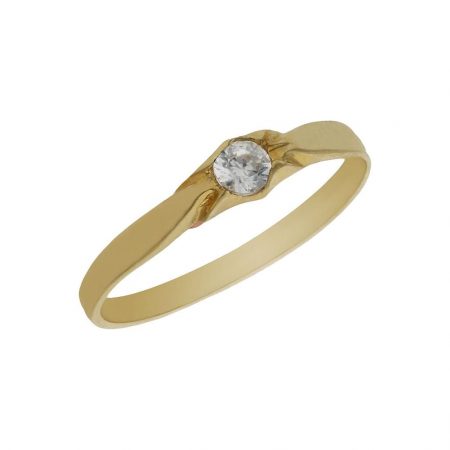 Solitario comunion en brillo espejo oro de 18k