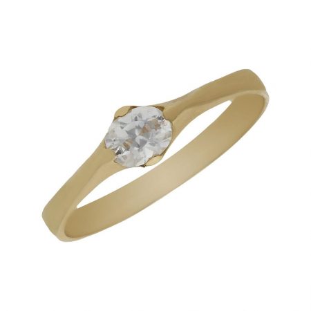 Solitario comunion en brillo espejo oro de 18k