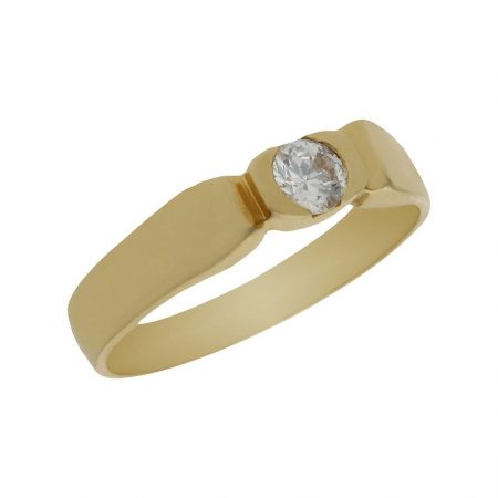 Solitario comunion en brillo espejo oro de 18k