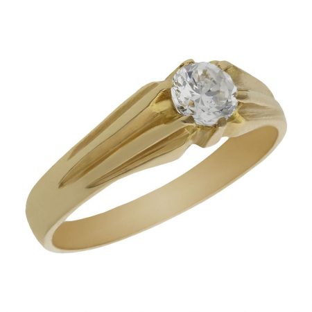 Solitario comunion en brillo espejo oro de 18k