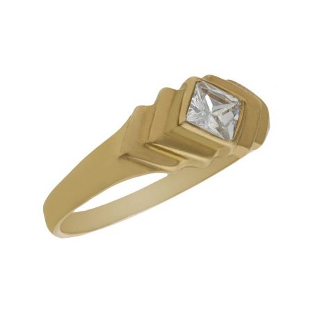 Solitario comunion brillo espejo en oro de 18k